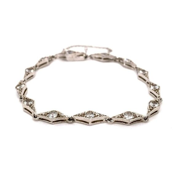 Estate Sterling Silver & Rhinestone 7” Line Bracelet! 174 - Picture 1 of 5